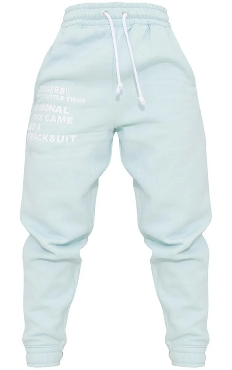 Clearance PrettyLittleThing Logo Graphic Printed Sweatpants Light Blue