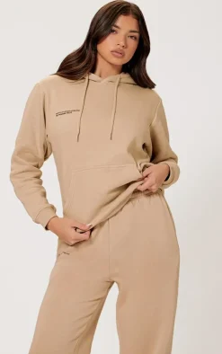 Online PrettyLittleThing Logo Est 2012 Oversized Fit Hoodie Sand