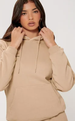 Online PrettyLittleThing Logo Est 2012 Oversized Fit Hoodie Sand