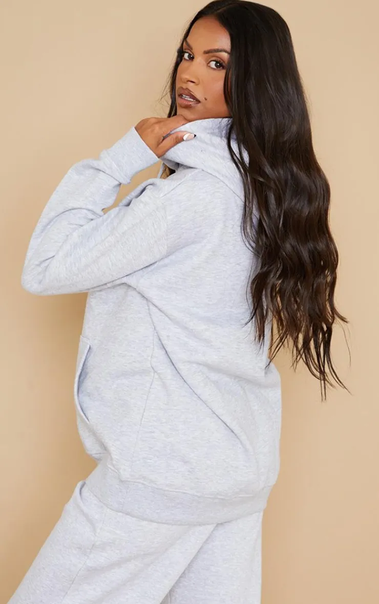 PrettyLittleThing Grey Sweatsuits*Maternity Embroided Detail Hoodie