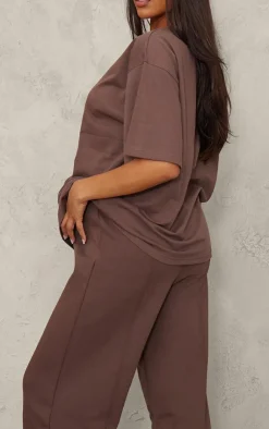 Sale PrettyLittleThing Maternity Logo Oversized T-Shirt Chocolate