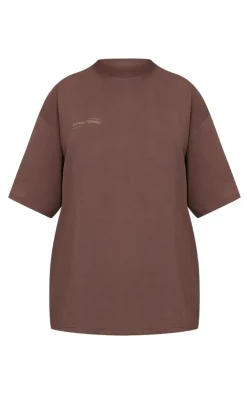 Sale PrettyLittleThing Maternity Logo Oversized T-Shirt Chocolate