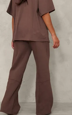 Best PrettyLittleThing Maternity Logo Wide Leg Sweatpants Chocolate