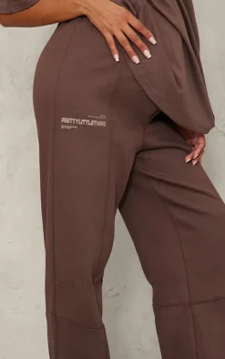 Best PrettyLittleThing Maternity Logo Wide Leg Sweatpants Chocolate