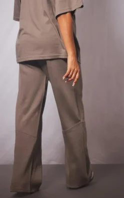 Discount PrettyLittleThing Maternity Logo Wide Leg Sweatpants Charcoal