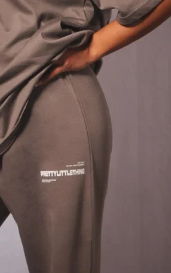 Discount PrettyLittleThing Maternity Logo Wide Leg Sweatpants Charcoal
