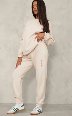 Online PrettyLittleThing Maternity Logo Cuffed Sweatpants Stone