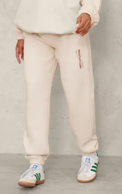 Online PrettyLittleThing Maternity Logo Cuffed Sweatpants Stone