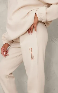 Online PrettyLittleThing Maternity Logo Cuffed Sweatpants Stone