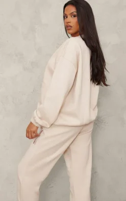 Discount PrettyLittleThing Maternity Logo Oversized Sweatshirt Stone