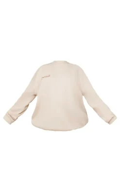 Discount PrettyLittleThing Maternity Logo Oversized Sweatshirt Stone