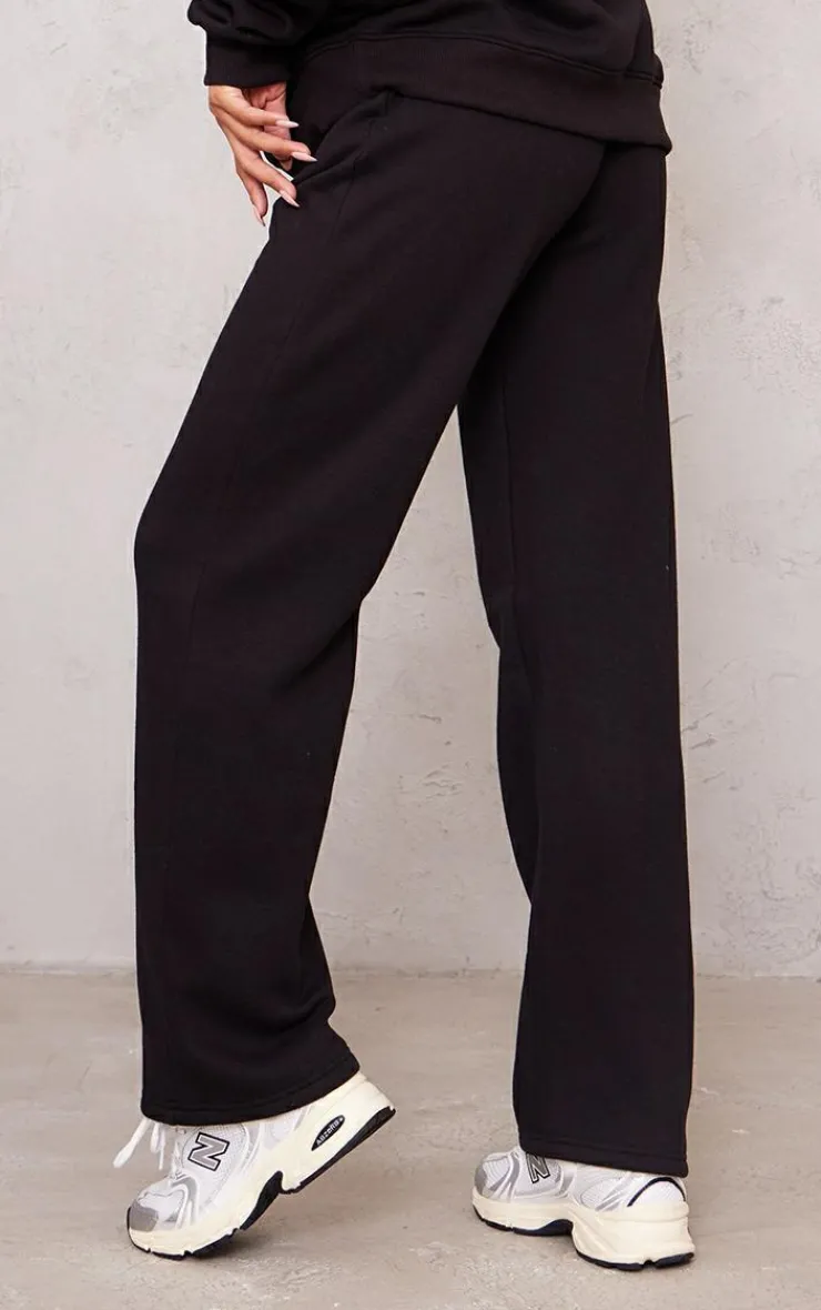 PrettyLittleThing Black Sweatsuits*Maternity Embroidered Wide Leg Sweatpants