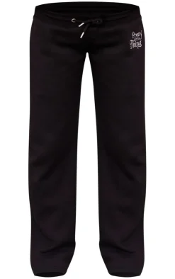 PrettyLittleThing Black Sweatsuits*Maternity Embroidered Wide Leg Sweatpants