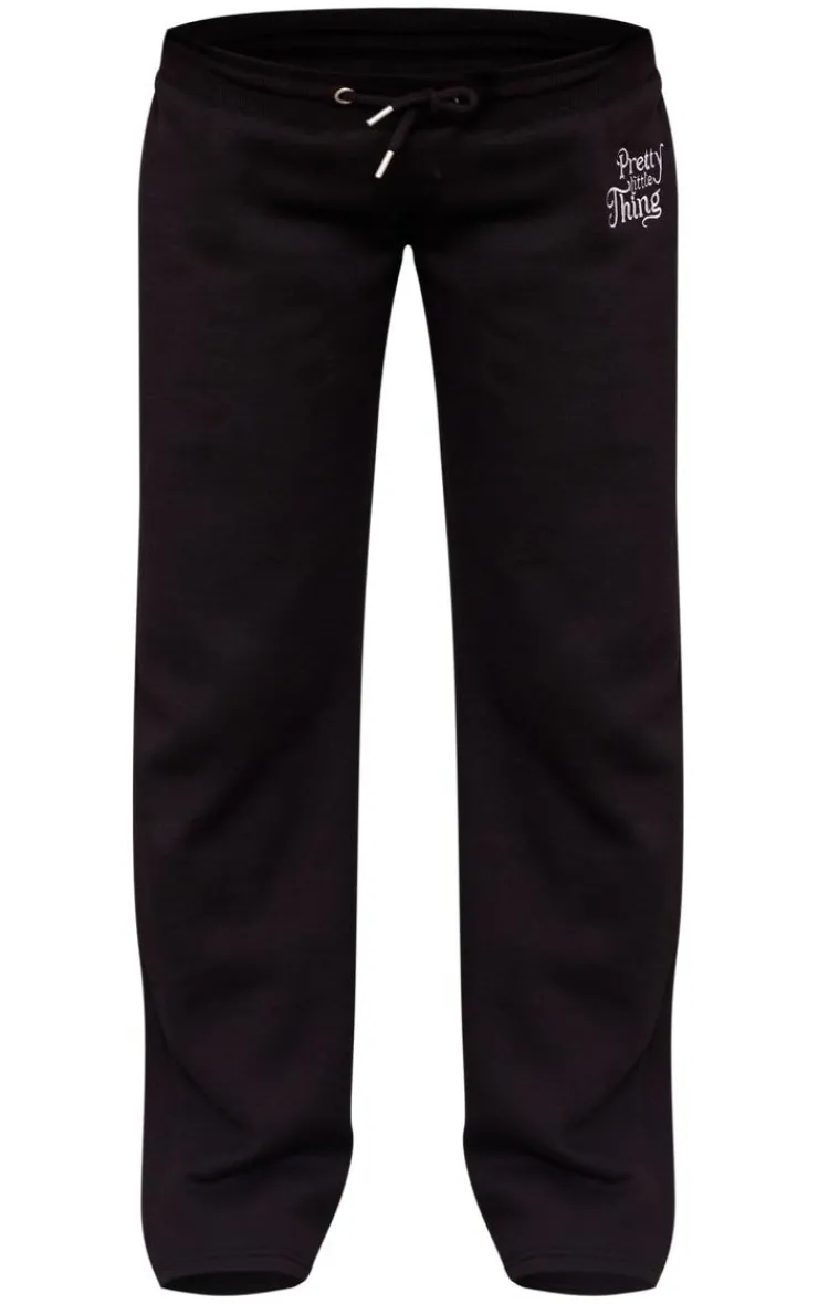 PrettyLittleThing Black Sweatsuits*Maternity Embroidered Wide Leg Sweatpants