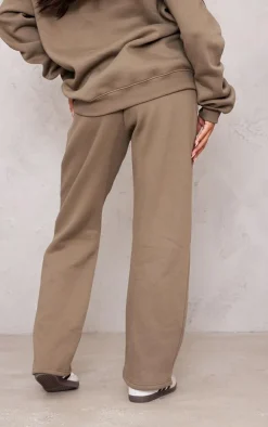 Outlet PrettyLittleThing Maternity Embroidered Wide Leg Sweatpants Khaki