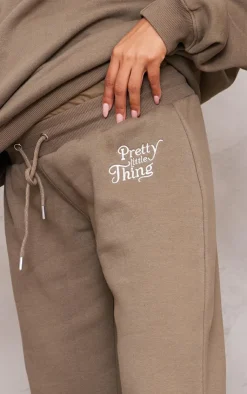 Outlet PrettyLittleThing Maternity Embroidered Wide Leg Sweatpants Khaki