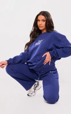PrettyLittleThing Maternity Embroidered Oversized Sweatshirt Navy