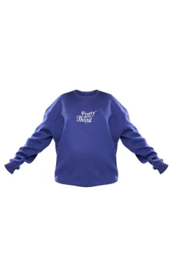 PrettyLittleThing Maternity Embroidered Oversized Sweatshirt Navy