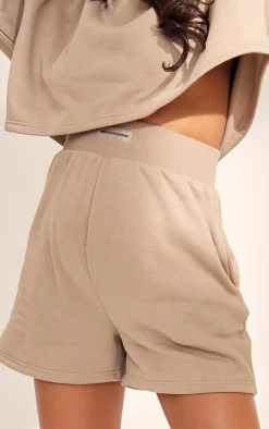 New PrettyLittleThing Maternity Sweat Shorts Taupe