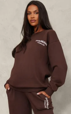 Online PrettyLittleThing Maternity Printed Sweatshirt Chocolate