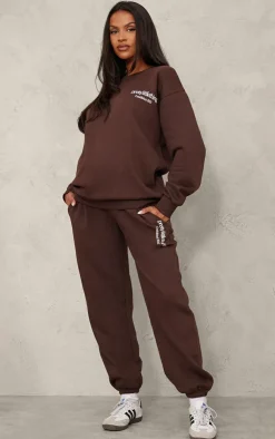 Online PrettyLittleThing Maternity Printed Sweatshirt Chocolate