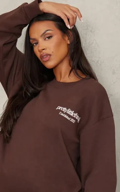 Online PrettyLittleThing Maternity Printed Sweatshirt Chocolate