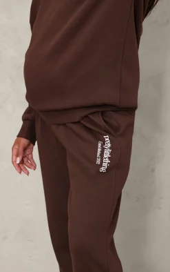 Best PrettyLittleThing Maternity Printed Cuffed Sweatpants Chocolate