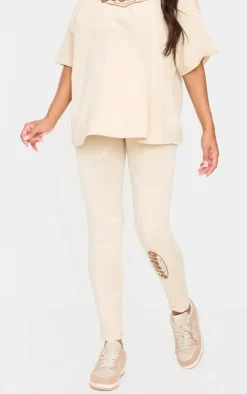 Hot PrettyLittleThing Maternity Leggings Washed Stone