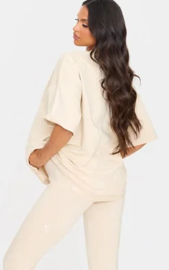 PrettyLittleThing Maternity Oversized T-shirt Washed Stone