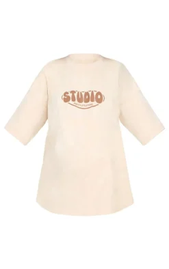 PrettyLittleThing Maternity Oversized T-shirt Washed Stone