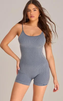 PrettyLittleThing Seamless Gym Wear*Acid Wash Seamless Gym Unitard