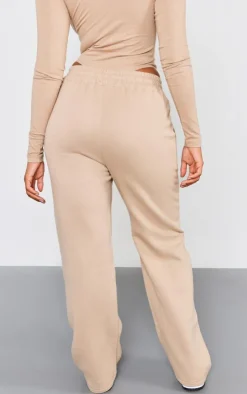 Online PrettyLittleThing Logo Straight Leg Sweatpants Mocha