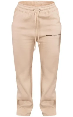 Online PrettyLittleThing Logo Straight Leg Sweatpants Mocha
