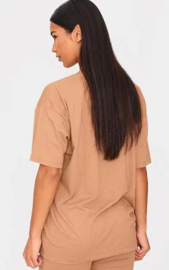 Clearance PrettyLittleThing Printed Oversized T-shirt Mocha