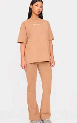 Clearance PrettyLittleThing Printed Oversized T-shirt Mocha
