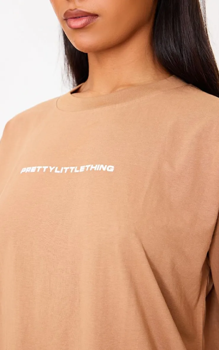 Clearance PrettyLittleThing Printed Oversized T-shirt Mocha