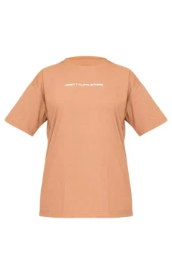 Clearance PrettyLittleThing Printed Oversized T-shirt Mocha
