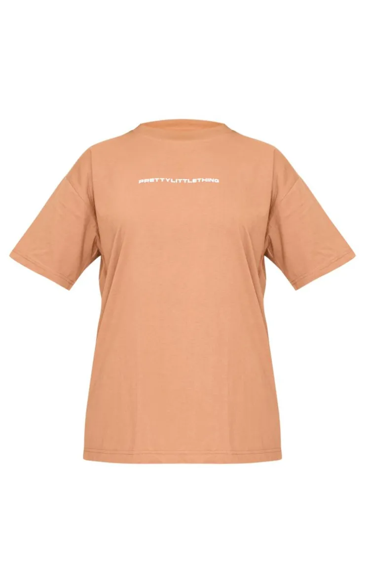 Clearance PrettyLittleThing Printed Oversized T-shirt Mocha
