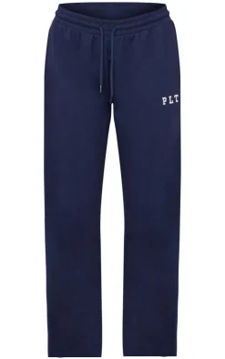 New PrettyLittleThing Contrast Binding Wide Leg Sweatpants Navy