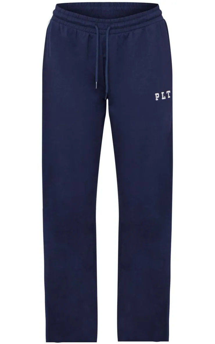 New PrettyLittleThing Contrast Binding Wide Leg Sweatpants Navy