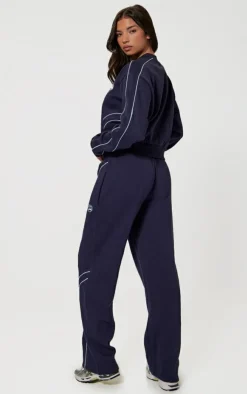 Clearance PrettyLittleThing Embroidered Contrast Piping Sweatshirt Navy