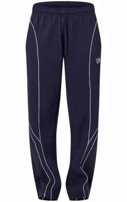Outlet PrettyLittleThing Embroidered Contrast Piping Straight Leg Sweatpants Navy