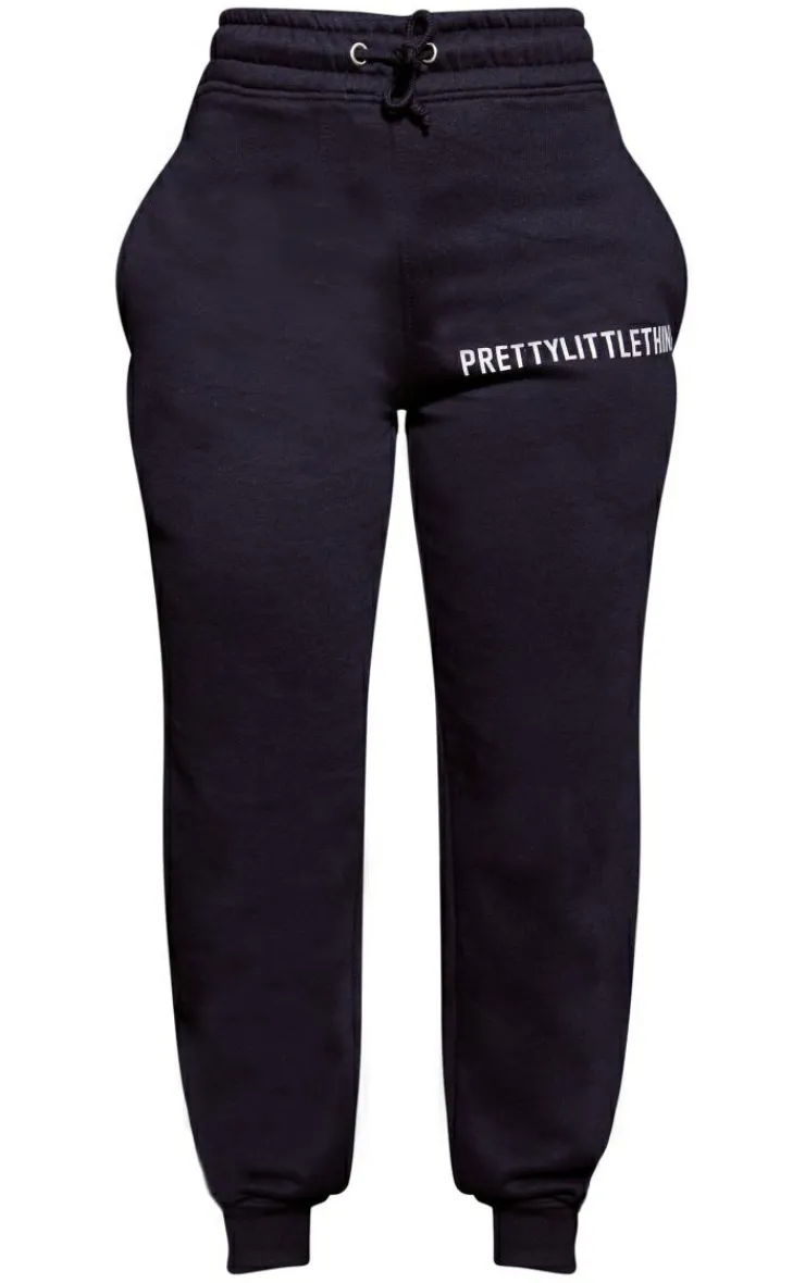 Best PrettyLittleThing Logo High Waisted Cuffed Sweatpant Navy