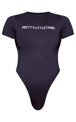 Discount PrettyLittleThing Logo Short Sleeved Bodysuit Navy