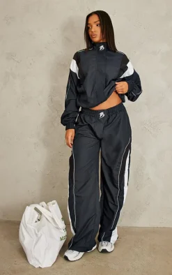 Discount PrettyLittleThing Oversized Panelled Detail Track Top Navy