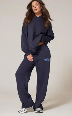 PrettyLittleThing Blue Sweatsuits*Oversized Puff Print Straight Leg Sweatpants