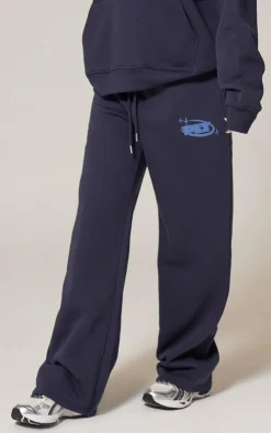 PrettyLittleThing Blue Sweatsuits*Oversized Puff Print Straight Leg Sweatpants