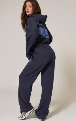 PrettyLittleThing Blue Sweatsuits*Oversized Puff Print Straight Leg Sweatpants