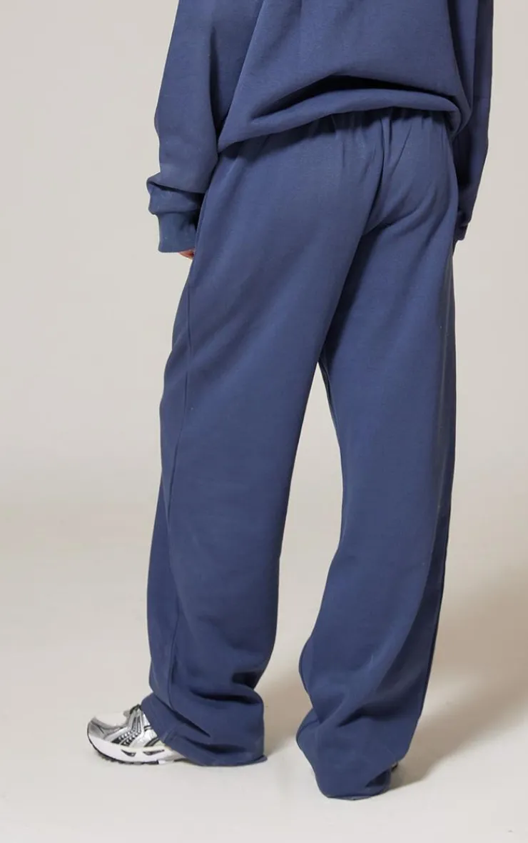 Best PrettyLittleThing Premium Print Straight Leg Sweatpants Navy