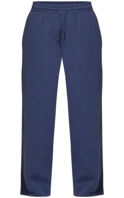 PRETTYLITTLETHING Navy Printed Back Pocket Wide Leg Sweatpants